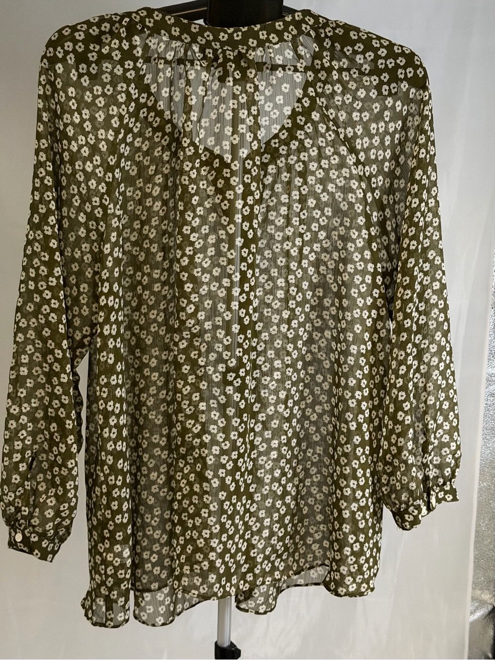 Lane Bryant Womens Brown Sheer Button Front Blouse Plus Size 14/16 NEW